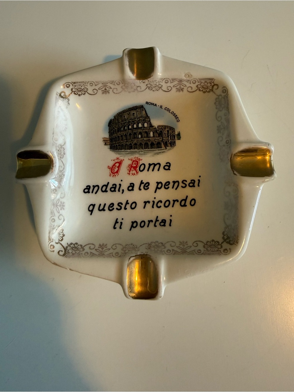 Vintage Souvenir Trevi Fountain Rome Italy Ceramic Ashtray